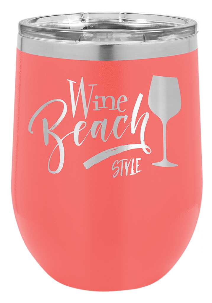 12 oz Stemless Wine Tumbler w/Lid Wine Glass Travel Mug Polar Camel {Laser etched No color in the artwork} Christmas & Birthday Gift